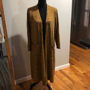 LulaRoe Sarah Duster Cardigan Sweater M Golden